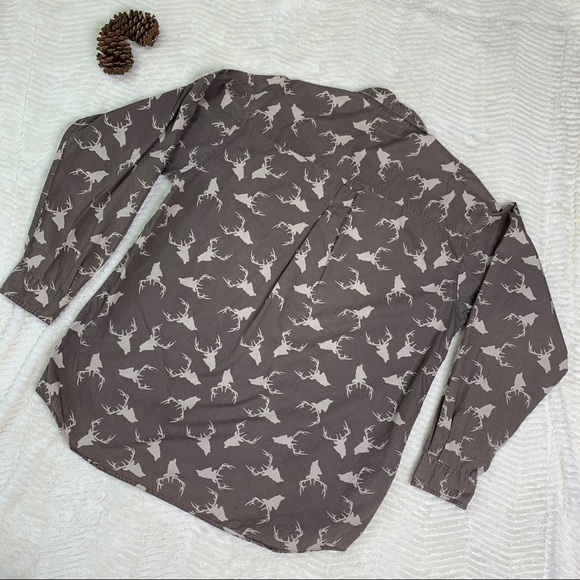 Columbia Brown Cotton Buck Print Button Down | XL - Picture 3 of 6